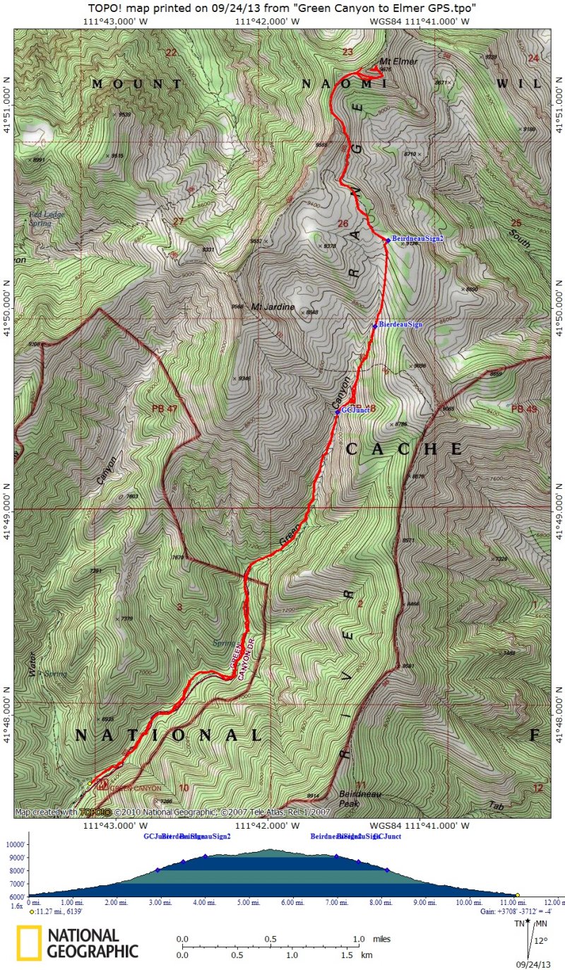 Green
        Canyon to Mt. Elmer GPS track